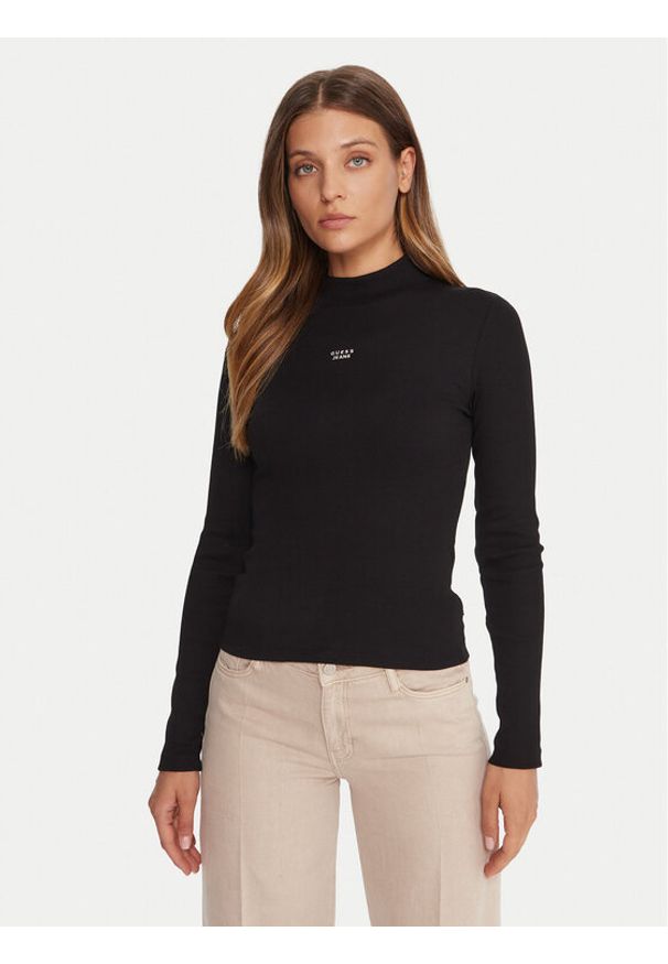 Guess Jeans Golf W5BP23 KA0H1 Czarny Slim Fit. Typ kołnierza: golf. Kolor: czarny. Materiał: bawełna