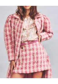 LOVE SHACK FANCY - Różowa spódnica w pepitkę Gibson. Kolor: wielokolorowy, fioletowy, różowy. Materiał: tkanina, wełna. Długość: mini