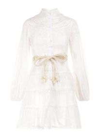Born2be - Biała Sukienka Kasilea. Kolor: biały. Materiał: koronka. Wzór: aplikacja, haft. Styl: boho. Długość: mini #6