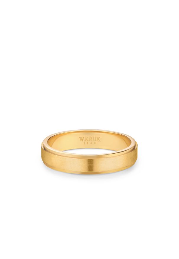W.KRUK - Obrączka ślubna złota ROMANA męska. Materiał: złote. Kolor: złoty. Wzór: aplikacja, gładki