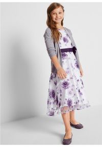 Sukienka dziewczęca na uroczyste okazje bonprix bez - ciemny lila. Kolor: fioletowy. Wzór: aplikacja, nadruk