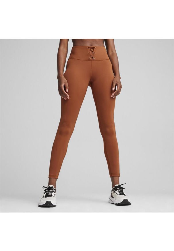 Damskie legginsy prążkowane Puma Cloudspun. Kolor: brązowy. Materiał: prążkowany