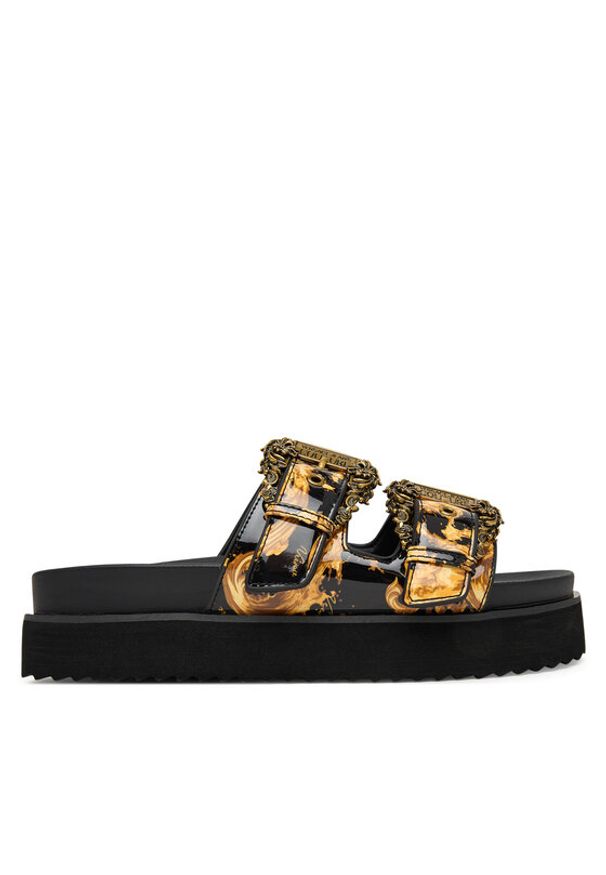 Versace Jeans Couture Klapki 80VA3SM1 ZS366 G89 Czarny. Kolor: czarny. Materiał: skóra