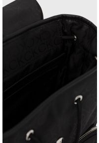 Calvin Klein plecak damski kolor czarny duży wzorzysty. Kolor: czarny. Materiał: włókno
