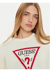 Guess Jeans Sweter W4BR12 Z3HM1 Beżowy Regular Fit. Kolor: beżowy. Materiał: bawełna #2