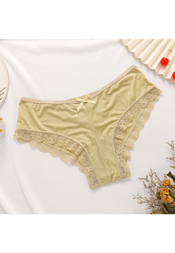 Intica - Majtki z koronką i wycięciem na specjalne okazje Kantha. Kolor: zielony. Materiał: koronka. Wzór: koronka