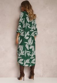 Renee - Zielona Sukienka Koszulowa w Kwiaty Siois. Kolor: zielony. Wzór: kwiaty. Sezon: wiosna, jesień. Typ sukienki: koszulowe. Długość: midi #4
