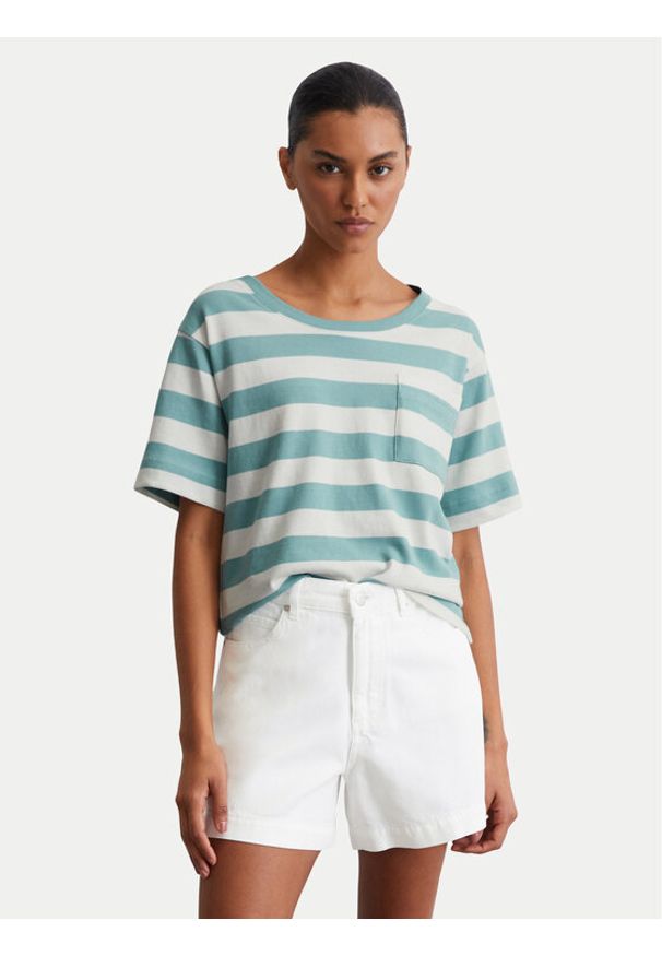 Marc O'Polo T-Shirt 516 2321 51241 Zielony Loose Fit. Typ kołnierza: polo. Kolor: zielony. Materiał: bawełna