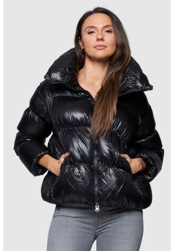 Hetrego - HETREGO Czarna damska krótka kurtka puchowa Ila, Rozmiar 38 EU - 42 IT. Kolor: czarny. Materiał: puch. Długość: krótkie