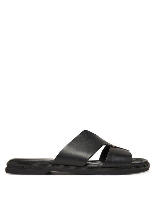 TOMMY HILFIGER - Tommy Hilfiger Klapki Premium Slipon Lh Sand FM0FM05357 Czarny. Kolor: czarny. Materiał: skóra