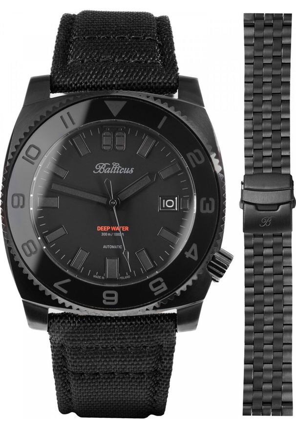 BALTICUS - Zegarek Balticus Zegarek męski Balticus BAL-DWUB czarny. Kolor: czarny