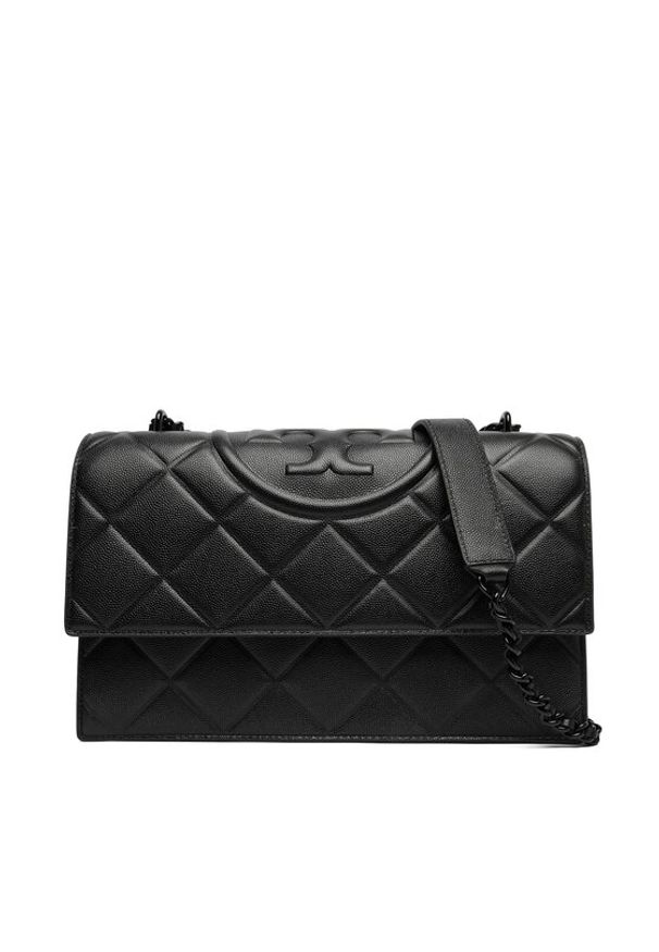 Tory Burch Torebka Fleming Soft Grain Convertible Shoulder Bag 169791 Czarny. Kolor: czarny. Materiał: skórzane