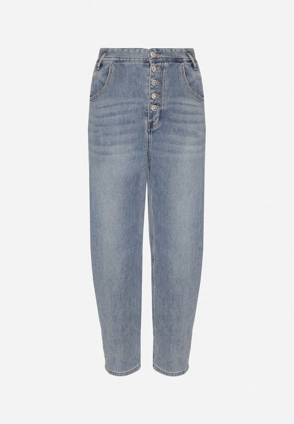Born2be - Niebieskie Jeansy Mom Fit z Bawełną i Wysokim Stanem Efanelis. Stan: podwyższony. Kolor: niebieski. Styl: elegancki
