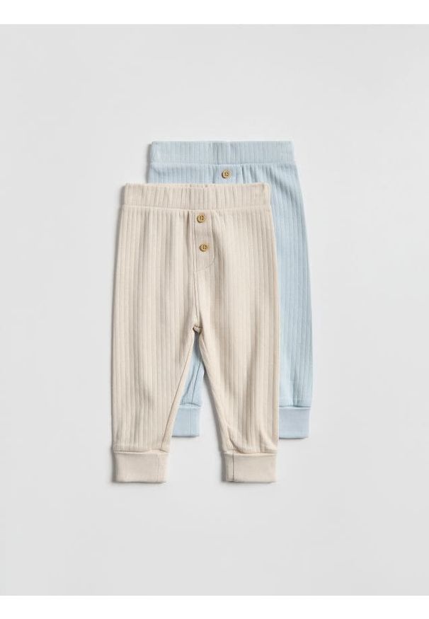 Reserved - Bawełniane spodnie 2 pack - kremowy. Kolor: kremowy. Materiał: bawełna