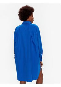 TOMMY HILFIGER - Tommy Hilfiger Sukienka koszulowa Solid WW0WW37102 Niebieski Oversize. Kolor: niebieski. Materiał: bawełna. Typ sukienki: koszulowe, oversize