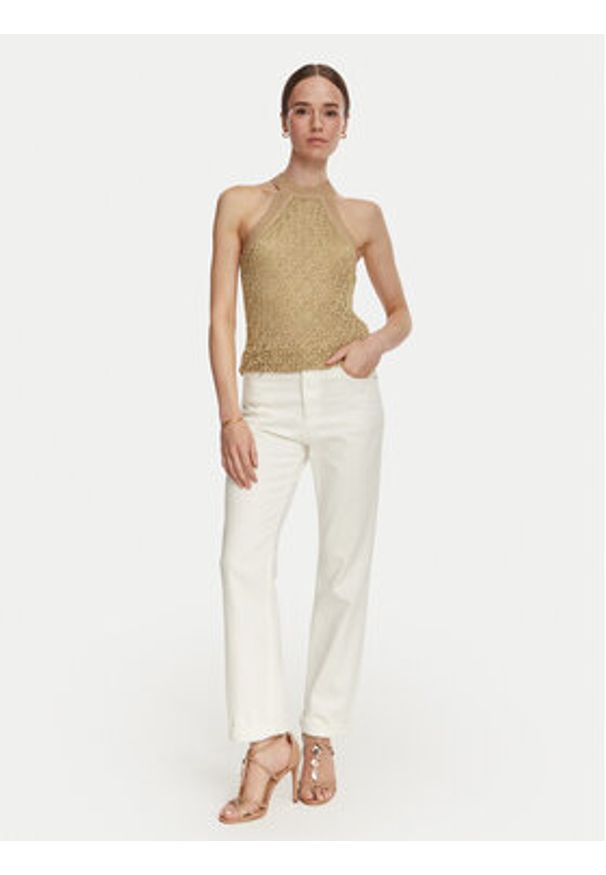 Guess Top W6YR34 Z1032 Złoty Regular Fit. Kolor: złoty. Materiał: wiskoza