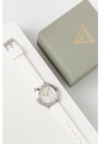 Guess zegarek GW0381L1 damski kolor biały. Kolor: biały. Materiał: materiał, tworzywo sztuczne