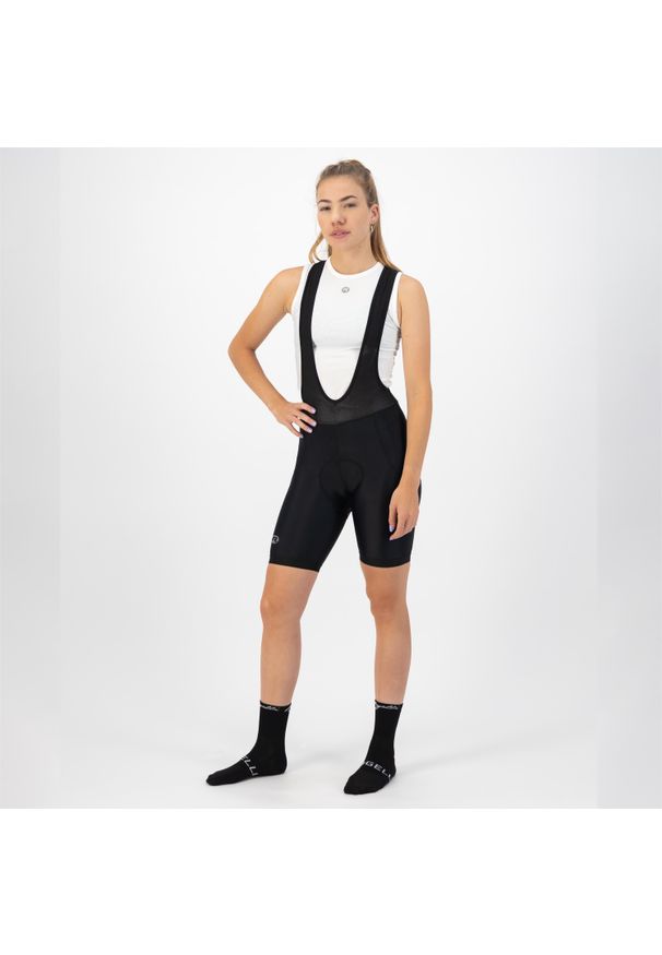 ROGELLI - Spodenki rowerowe damskie Rogelli Core, z szelkami, czarne. Kolor: czarny. Sport: kolarstwo