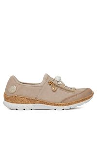Rieker Sneakersy N42F1-60 Beżowy. Kolor: beżowy. Materiał: zamsz, skóra