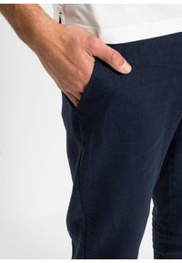 bonprix - Spodnie chinosy z czystego lnu, regular fit, prosta nogawka. Kolor: niebieski. Materiał: len. Styl: klasyczny #2