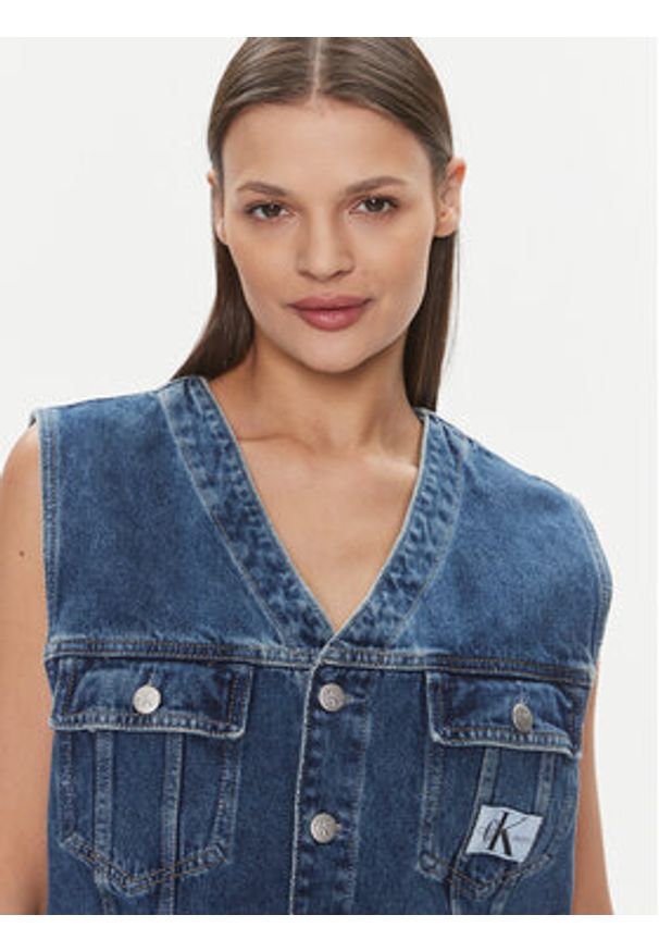 Calvin Klein Jeans Kamizelka J20J222471 Niebieski Regular Fit. Kolor: niebieski. Materiał: bawełna, jeans