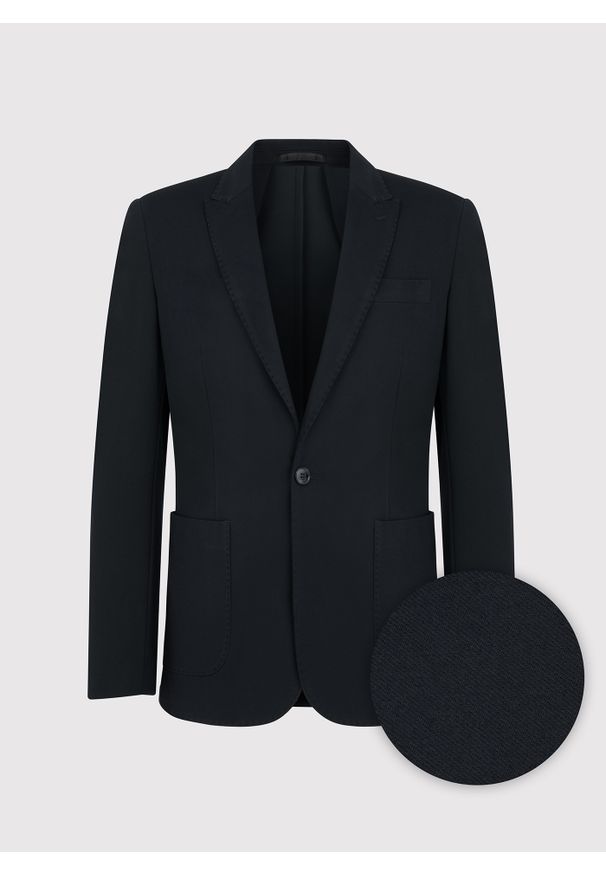 Pako Lorente - PAKO LORENTE – Casualowa marynarka męska w kolorze czarnym. Okazja: na co dzień. Kolor: czarny. Materiał: wiskoza, elastan, nylon, dzianina. Styl: casual