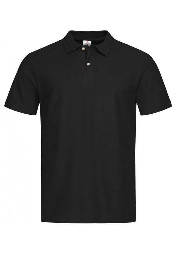 Czarny t-shirt Stedman z krótkim rękawem, polo, na co dzień, krótki