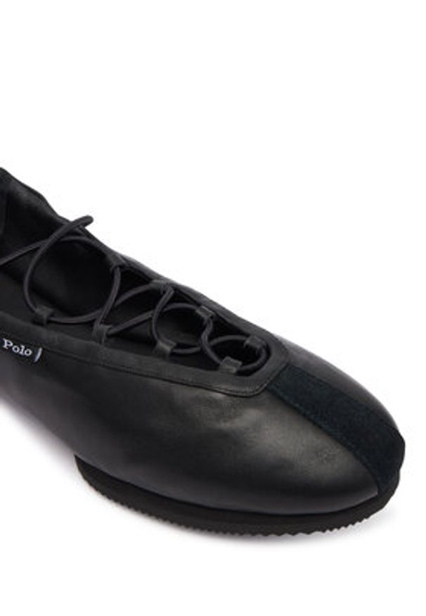 Polo Ralph Lauren Baleriny Blrna Lce Up 804P08221001 Czarny. Kolor: czarny. Materiał: skóra