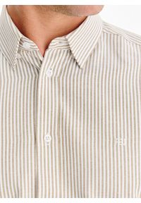Pako Lorente - PAKO LORENTE - Beżowa koszula męska w paski. Kolor: beżowy. Materiał: bawełna, poliester. Długość: długie. Wzór: paski. Sezon: jesień #5