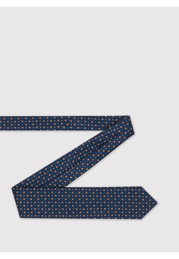 Pako Lorente - PAKO LORENTE – Wzorzysty granatowy krawat. Kolor: niebieski. Materiał: mikrofibra