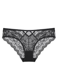 Intica - Koronkowe majtki ażurowe przewiewne na co dzień i specjalne okazje Evon. Kolor: czarny. Materiał: koronka. Wzór: ażurowy