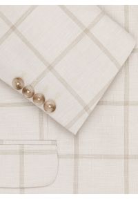 Pako Lorente - PAKO LORENTE – Beżowa marynarka męska w kratę Windowpane. Kolor: beżowy. Materiał: tkanina. Wzór: kratka. Styl: elegancki #6