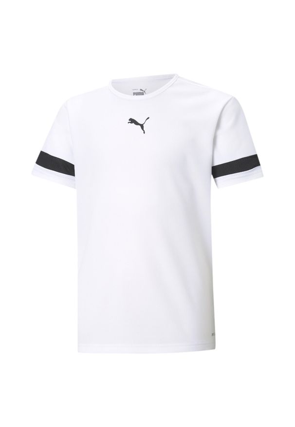 Koszulka dla dzieci Puma teamRISE Jersey Jr. Kolor: biały, wielokolorowy, czarny. Materiał: jersey. Sport: piłka nożna