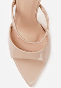 Born2be - Beżowe Klapki na Szpilce z Podwójnym Paskiem i Szpiczastym Noskiem Senrenne. Okazja: na co dzień. Nosek buta: szpiczasty. Kolor: beżowy. Materiał: jeans, satyna, koronka. Wzór: koronka. Obcas: na szpilce. Styl: casual, elegancki #9