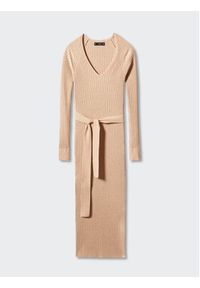 mango - Mango Sukienka dzianinowa Goletabs 57043802 Beżowy Slim Fit. Kolor: beżowy. Materiał: dzianina, wiskoza #6