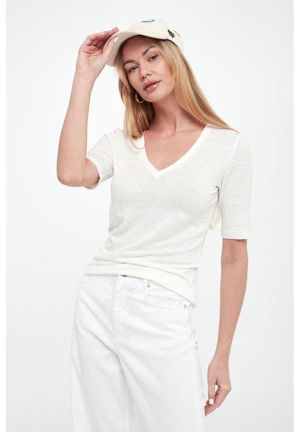 Weekend Max Mara - T-shirt damski lniany Opzione WEEKEND MAX MARA. Materiał: len