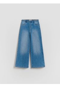 Reserved - Jeansy wide leg z efektem sprania - niebieski. Kolor: niebieski #1