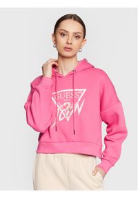 Guess Bluza Icon W3RQ03 KB683 Różowy Relaxed Fit. Kolor: różowy. Materiał: bawełna