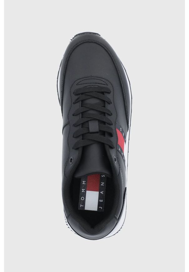 Tommy Jeans Buty kolor czarny. Nosek buta: okrągły. Zapięcie: sznurówki. Kolor: czarny. Materiał: poliester, guma