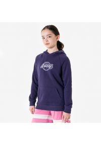 TARMAK - Bluza z kapturem do koszykówki dla dzieci Tarmak 900 NBA Los Angeles Lakers. Typ kołnierza: kaptur. Kolor: fioletowy. Materiał: tkanina, materiał. Sport: koszykówka