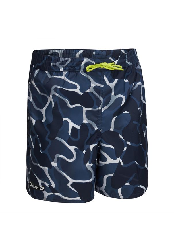 OLAIAN - Spodenki Surfing Bs 100 Camo Dla Dzieci. Kolor: czarny. Materiał: poliester, materiał. Długość: krótkie