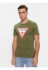 Guess T-Shirt Logo M2YI71 I3Z14 Zielony Slim Fit. Kolor: zielony. Materiał: bawełna
