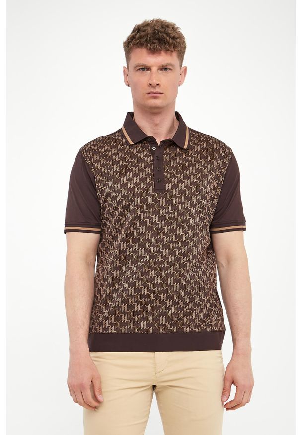 Karl Lagerfeld - Polo męskie z nadrukiem logo KARL LAGERFELD. Typ kołnierza: polo. Wzór: nadruk