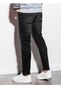 Ombre Clothing - Spodnie męskie jeansowe P942 - czarne - L. Kolor: czarny. Materiał: jeans. Styl: klasyczny #6