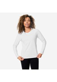DOMYOS - Koszulka z długim rękawem damska Domyos Gym & Pilates. Kolor: szary. Materiał: elastan, bawełna, materiał. Długość rękawa: długi rękaw. Długość: długie. Sezon: zima. Sport: joga i pilates #1