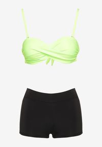 Born2be - Zielone Bikini 3-częściowe Wiązany Biustonosz Majtki Figi i Majtki Bokserki Levinna. Kolor: zielony. Wzór: aplikacja #6