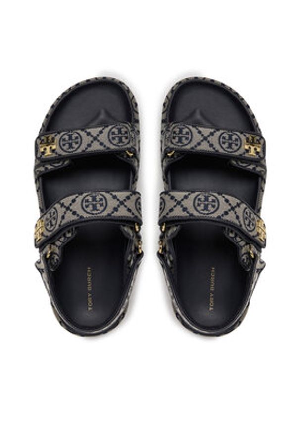 Tory Burch Sandały T Monogram Kira Sport 155154 Szary. Kolor: szary. Materiał: materiał. Styl: sportowy