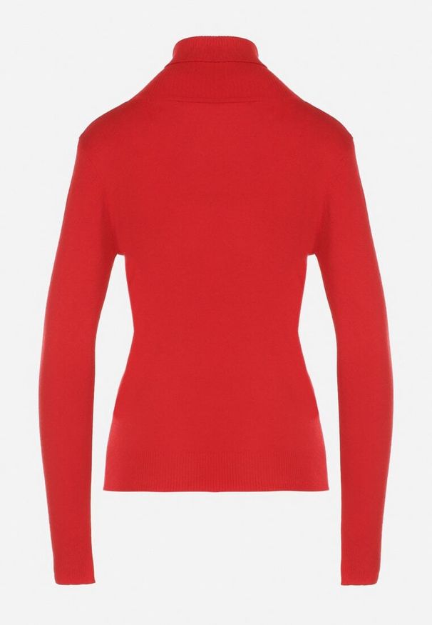 Born2be - Czerwony Klasyczny Golf z Bawełną Reilisea. Okazja: na co dzień. Typ kołnierza: golf. Kolor: czerwony. Materiał: bawełna. Styl: klasyczny