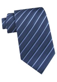 Krawat Męski - Angelo di Monti - Ciemnoniebieski w Prążek. Kolor: niebieski. Materiał: tkanina. Wzór: prążki. Styl: elegancki, wizytowy