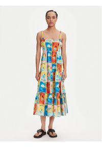 Roxy Sukienka letnia Atlas Sunshine ERJWD03892 Kolorowy Regular Fit. Materiał: bawełna. Wzór: kolorowy. Sezon: lato